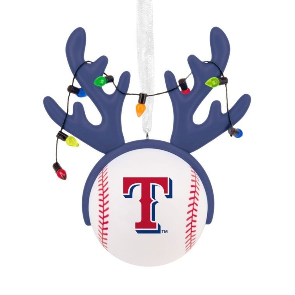 Hallmark Texas Rangers Xmas Antlers Ball MLB Black Box Xmas Ornament NIB